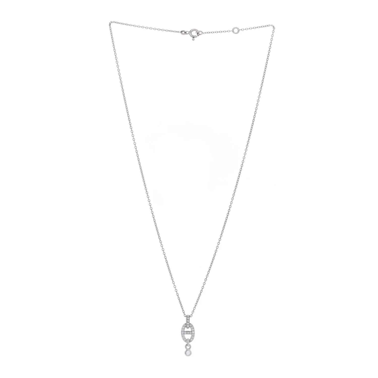 18K White Gold Diamond PM Chaine d'Ancre Enchainee Necklace - Image 3