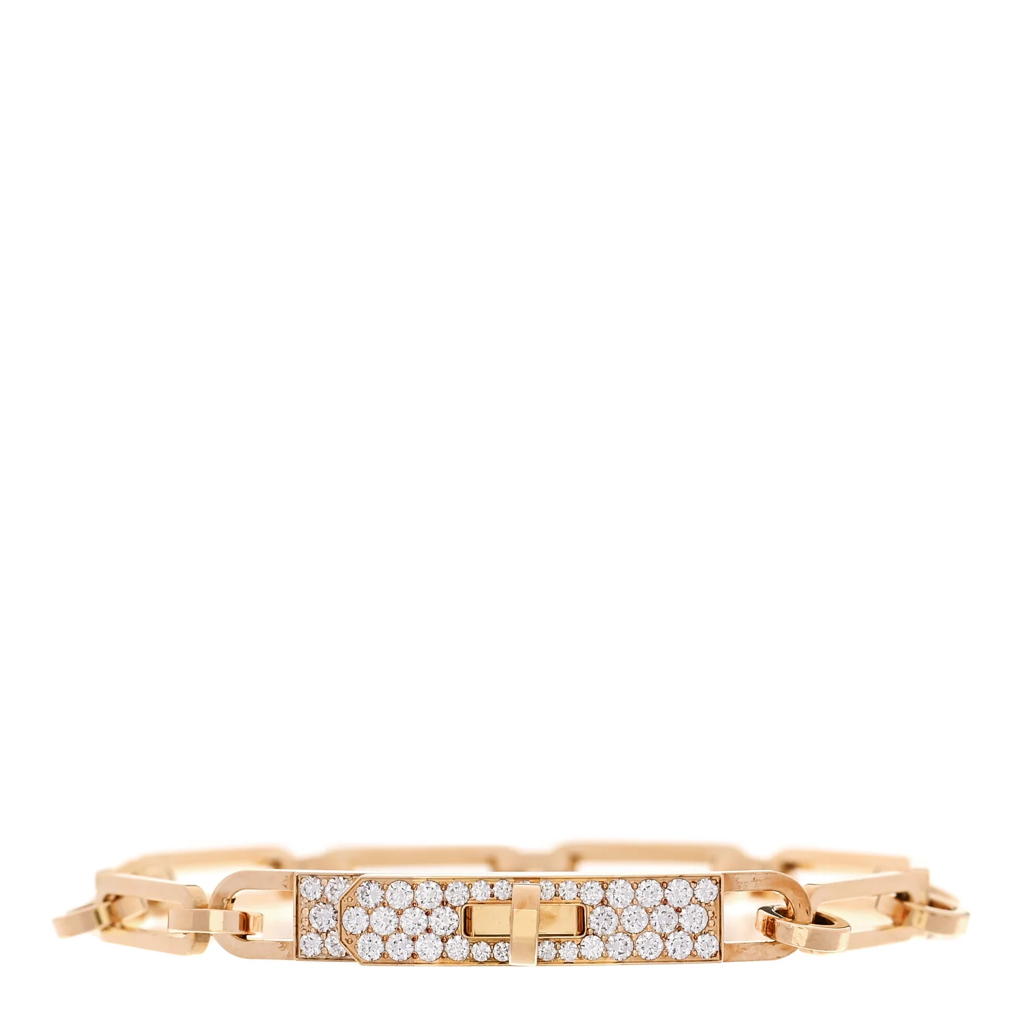 18K Yellow Gold Diamond Pave PM Kelly Chaine Bracelet SH