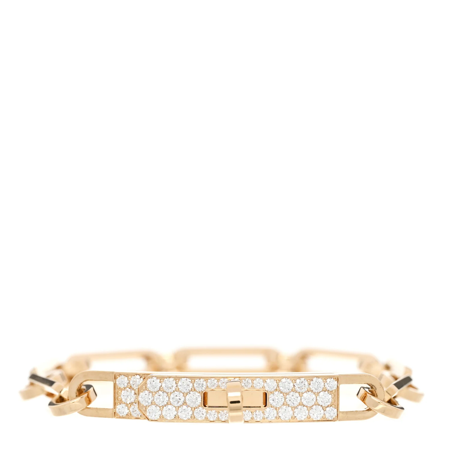 18K Yellow Gold Diamond Pave PM Kelly Chaine Bracelet SH