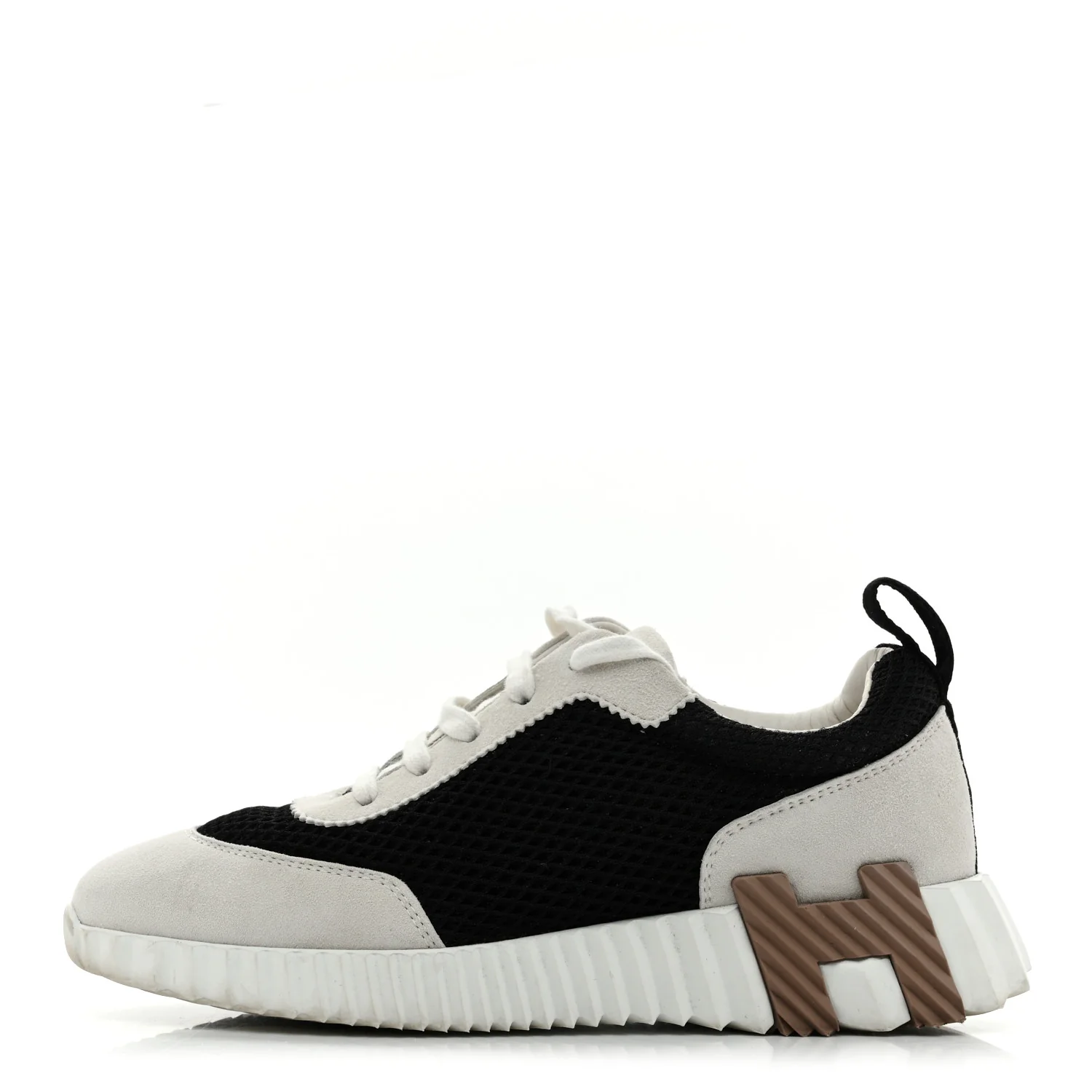 Air Mesh Suede Goatskin Bouncing Sneakers 35.5 Black White