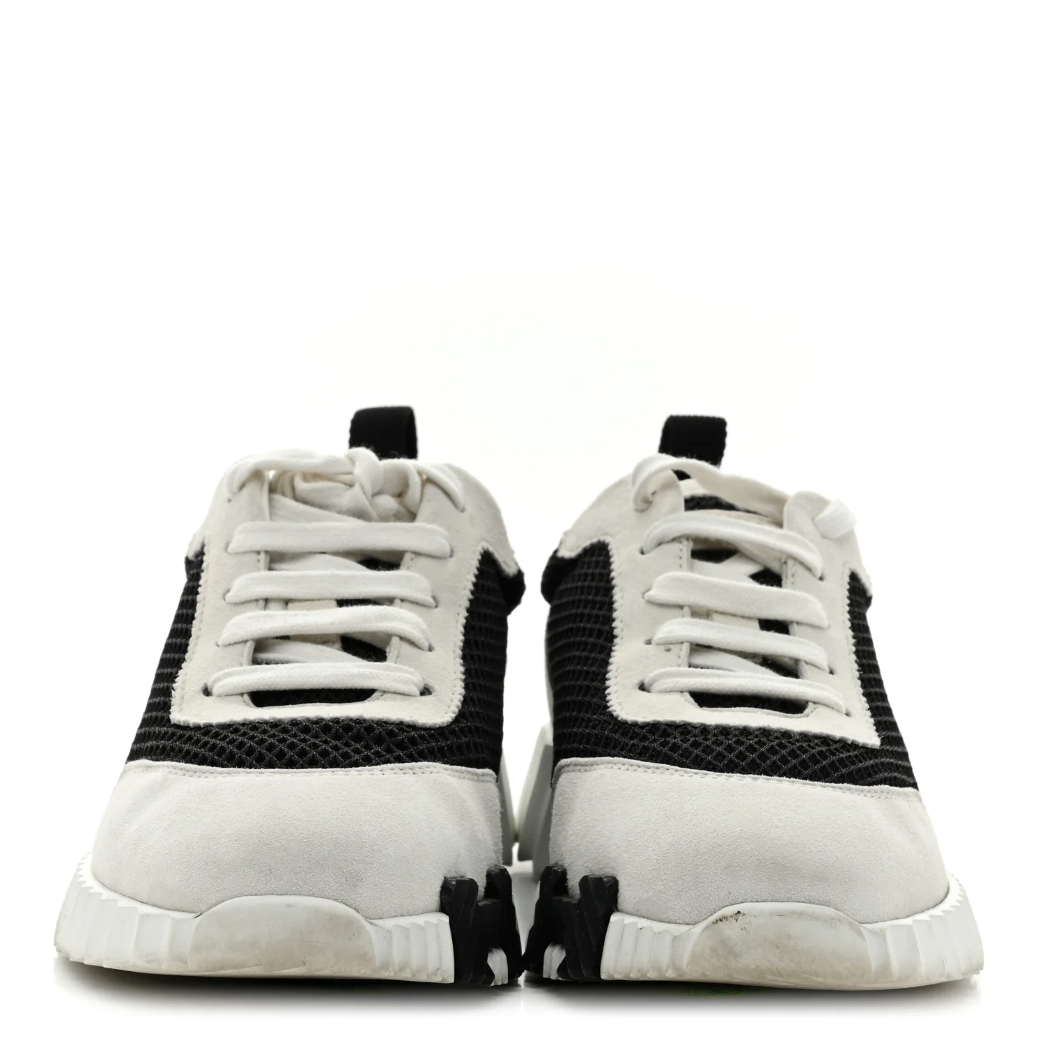Air Mesh Suede Goatskin Bouncing Sneakers 35.5 Black White - Image 3