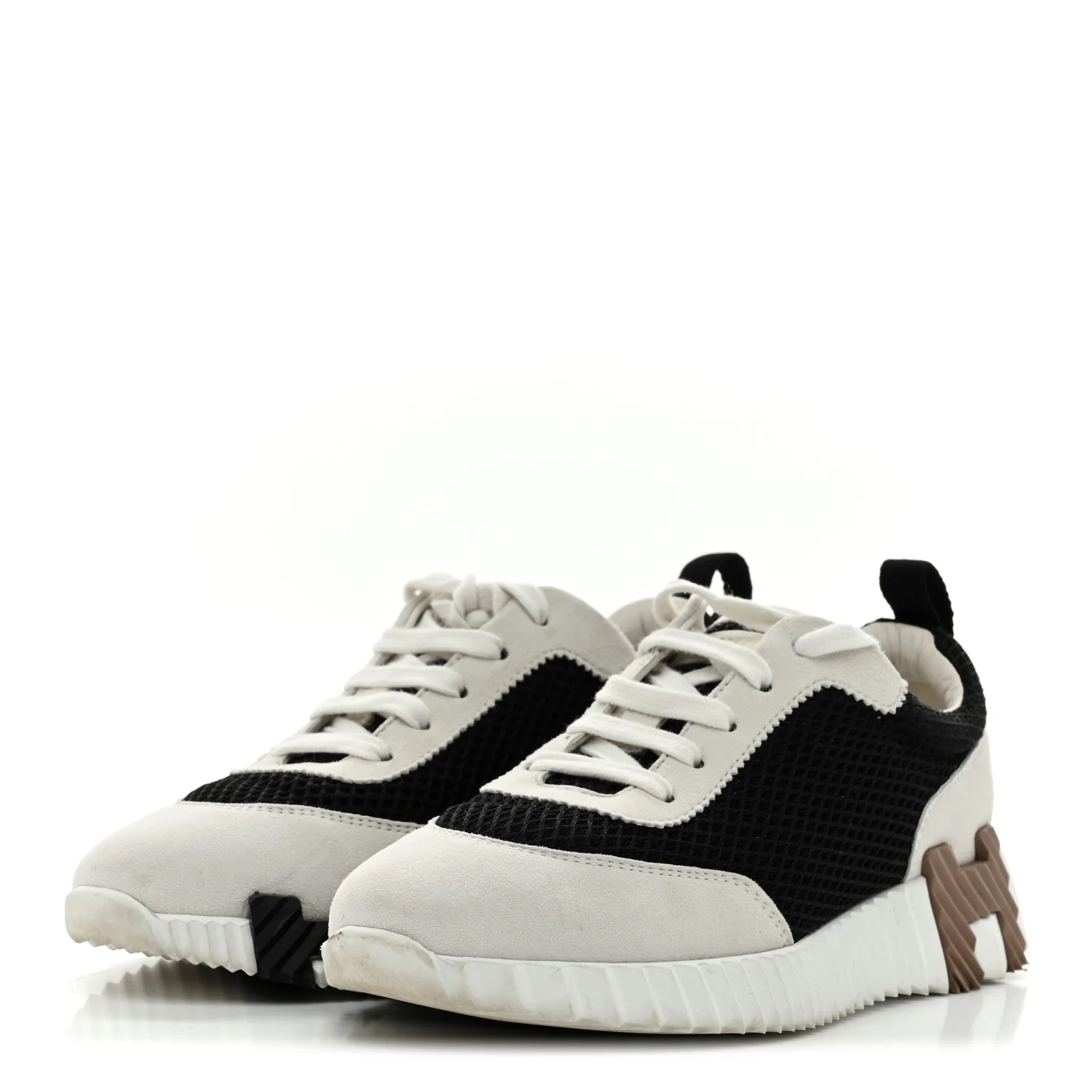 Air Mesh Suede Goatskin Bouncing Sneakers 35.5 Black White - Image 4