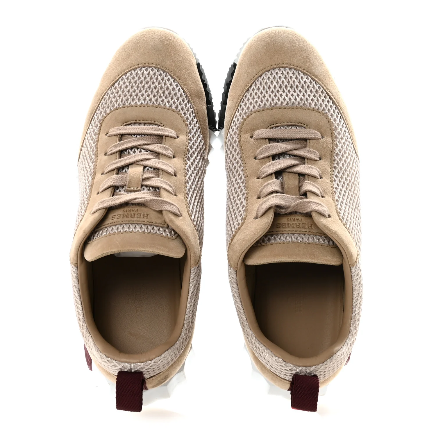 Air Mesh Suede Goatskin Bouncing Sneakers 38 Beige Argile - Image 2