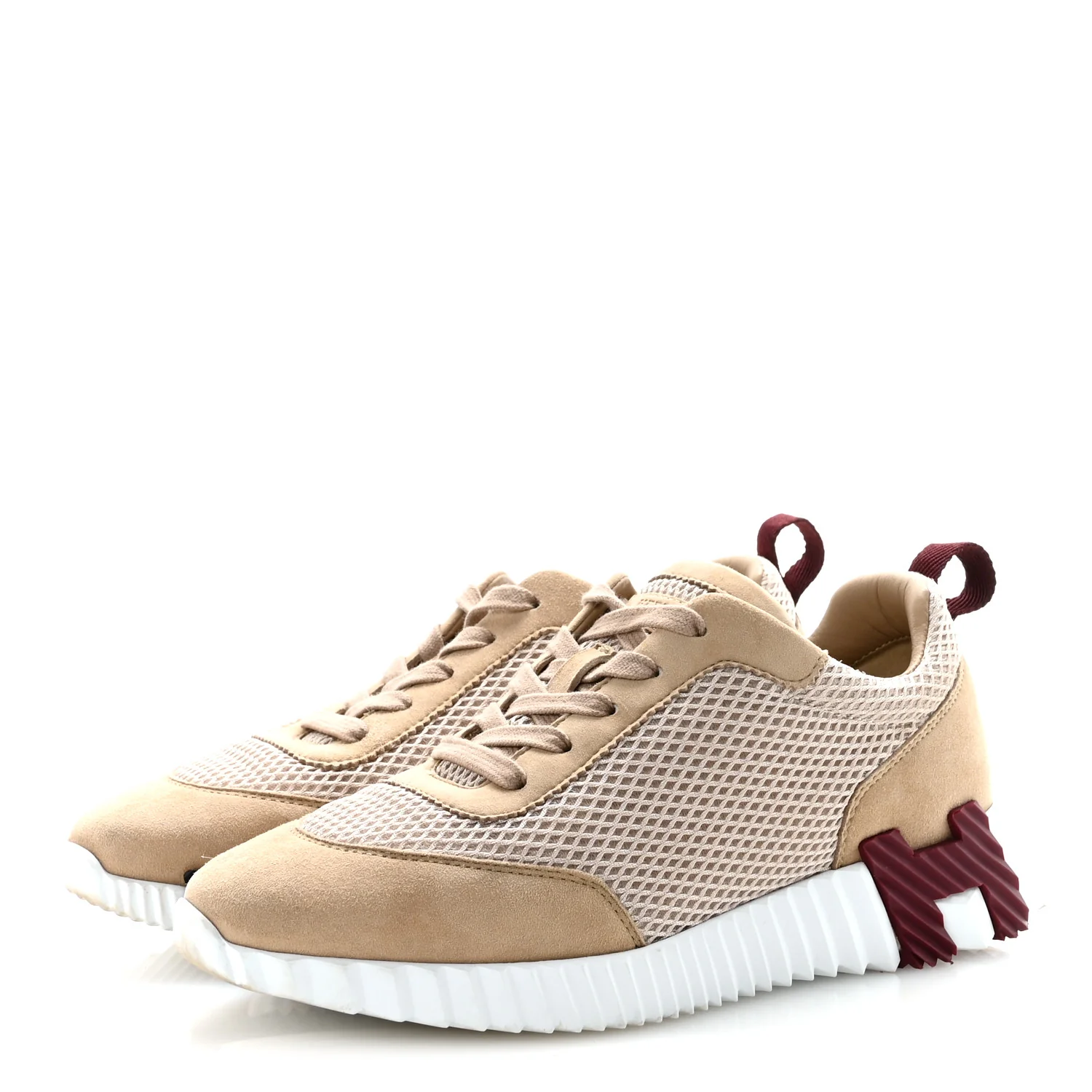 Air Mesh Suede Goatskin Bouncing Sneakers 38 Beige Argile - Image 4