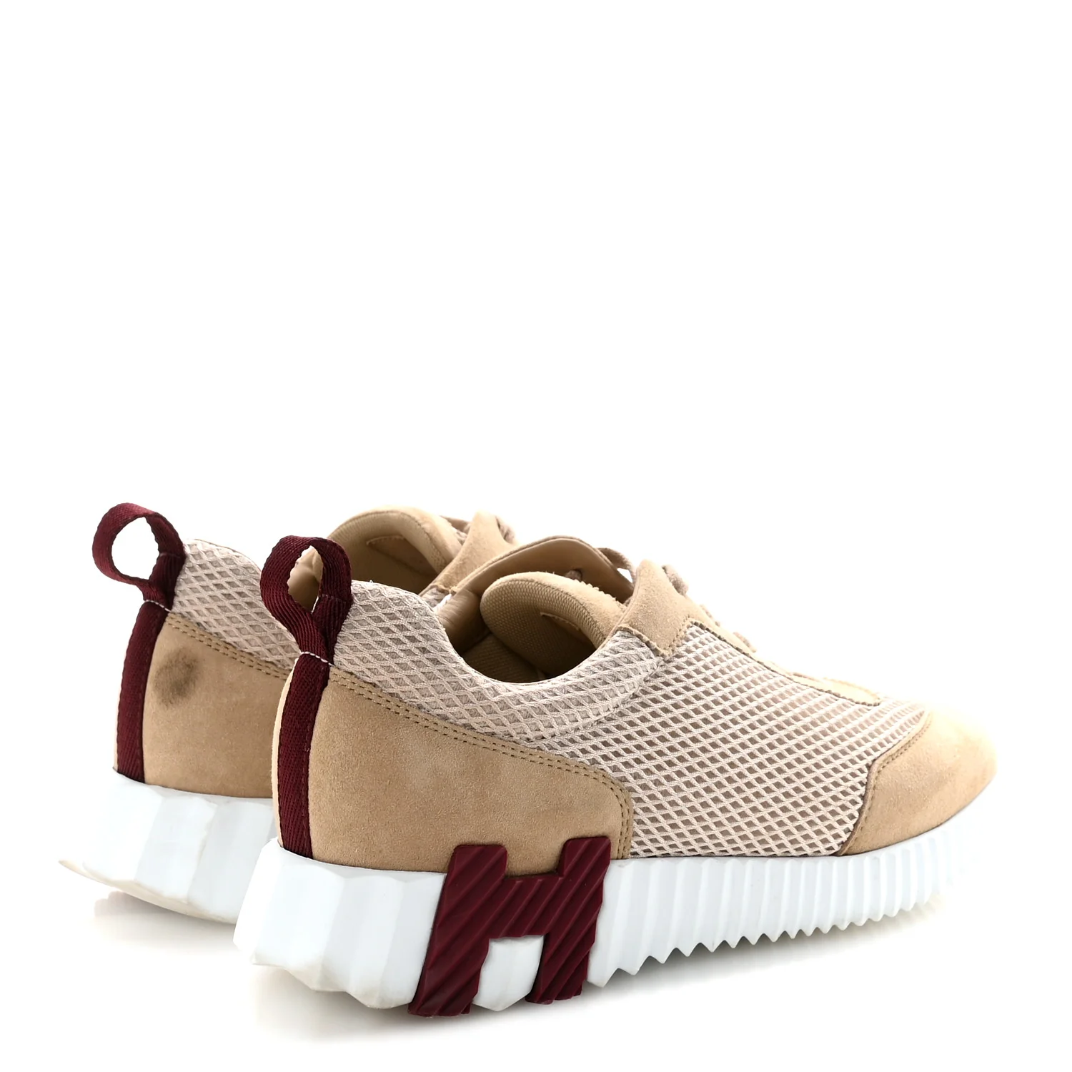 Air Mesh Suede Goatskin Bouncing Sneakers 38 Beige Argile - Image 5