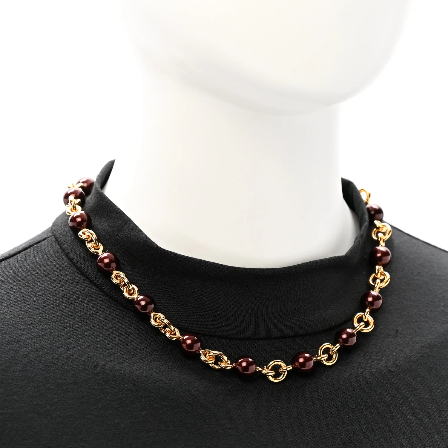Bead Chain Etrier Choker Necklace Gold - Image 2