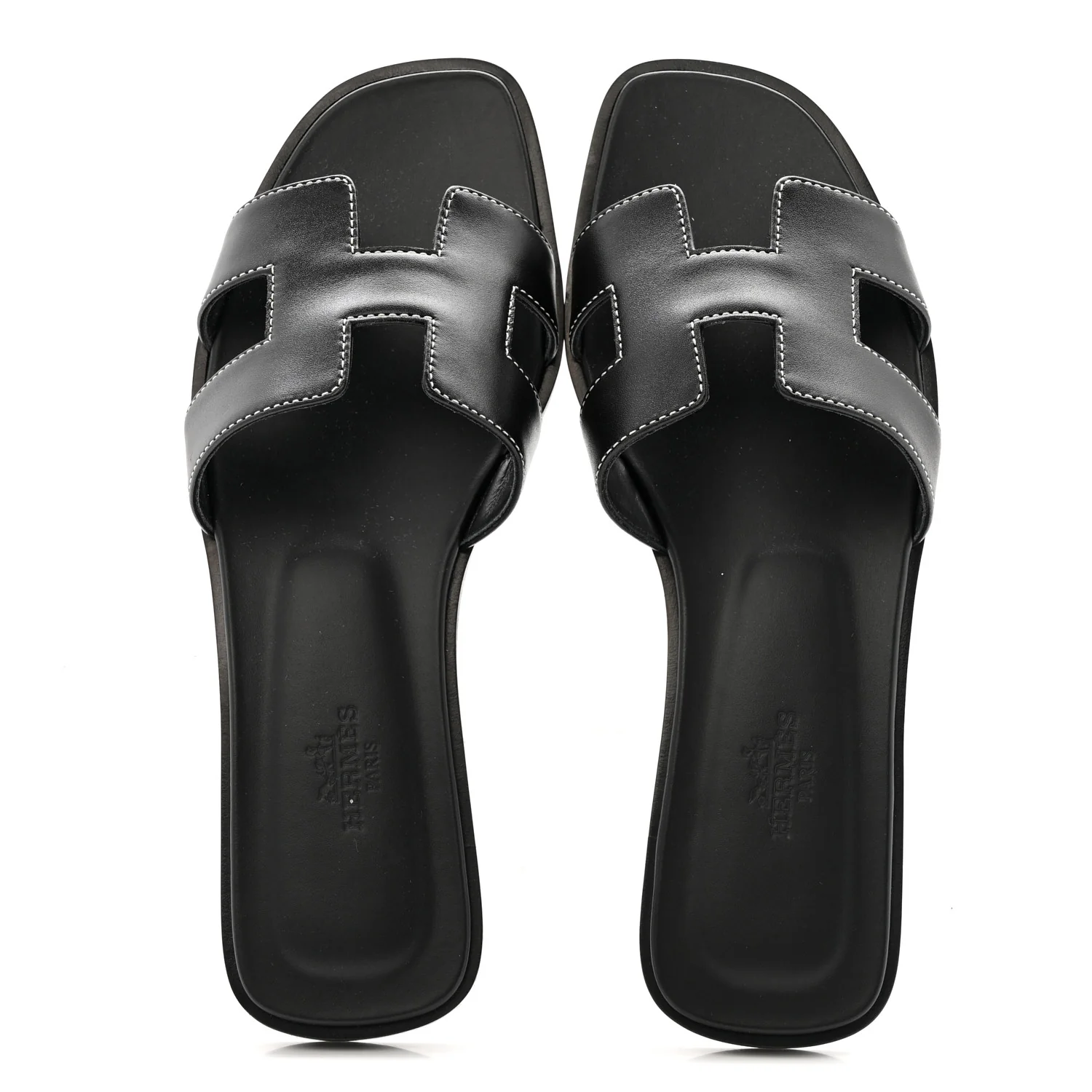 Box Calfskin Oran Sandals 37 Black - Image 4