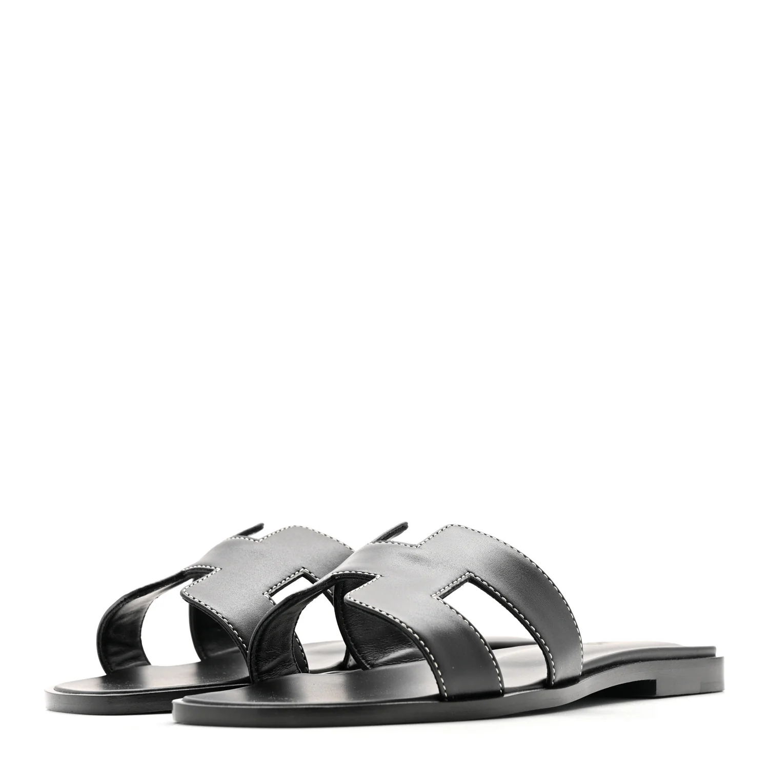 Box Calfskin Oran Sandals 37 Black - Image 8