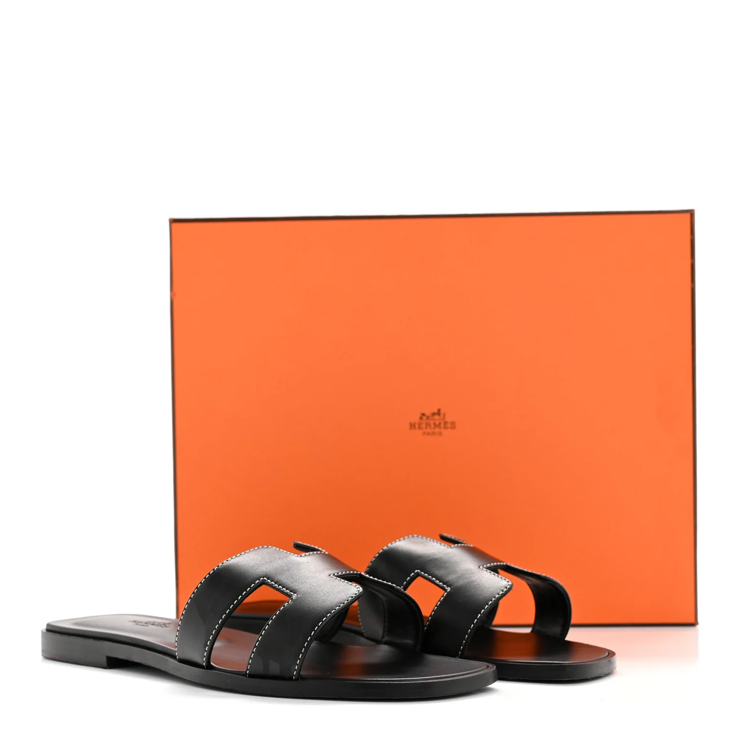 Box Calfskin Oran Sandals 37.5 Black - Image 22