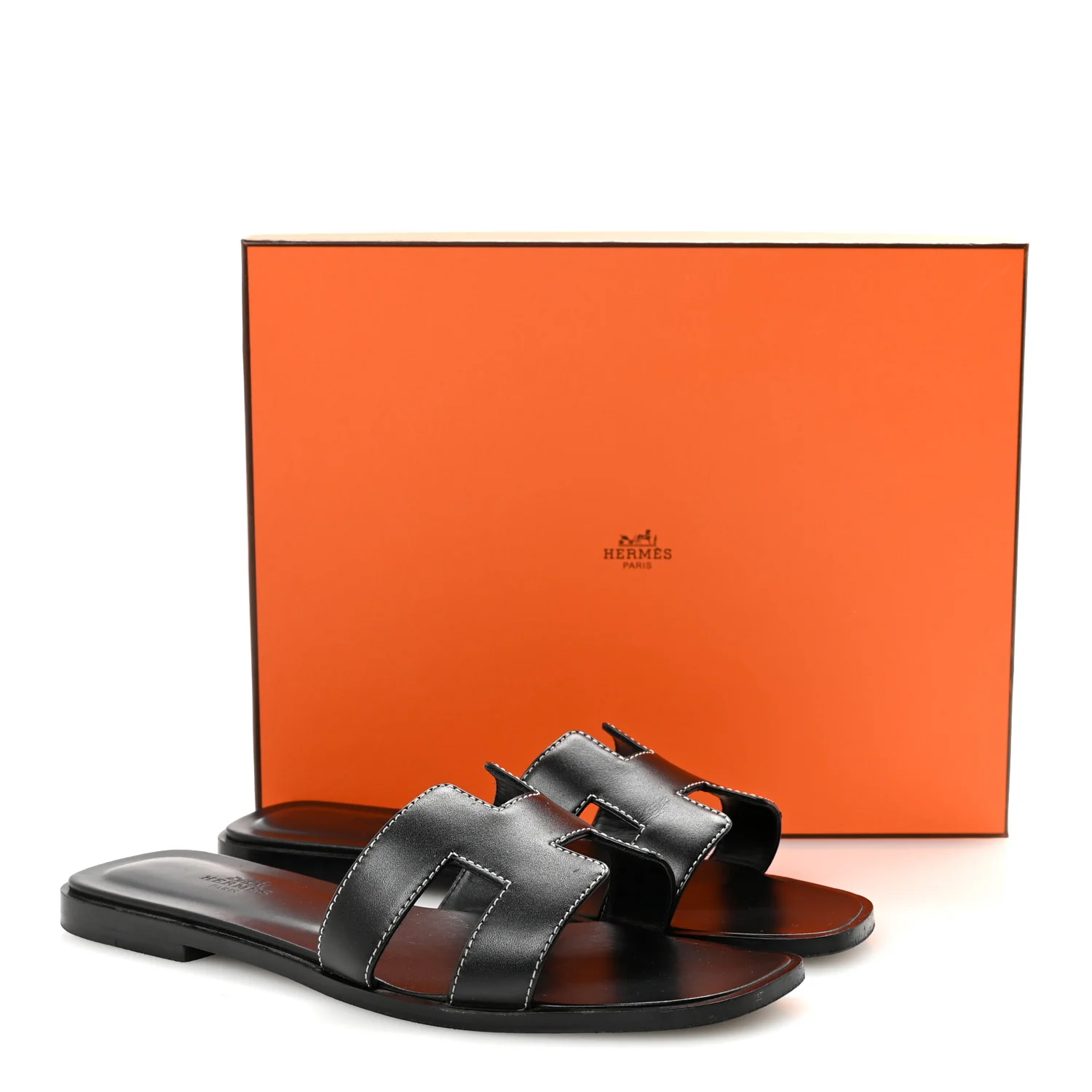Box Calfskin Oran Sandals 38 Black - Image 10