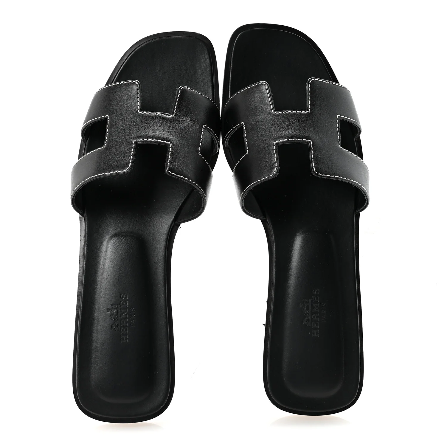 Box Calfskin Oran Sandals 38 Black - Image 2