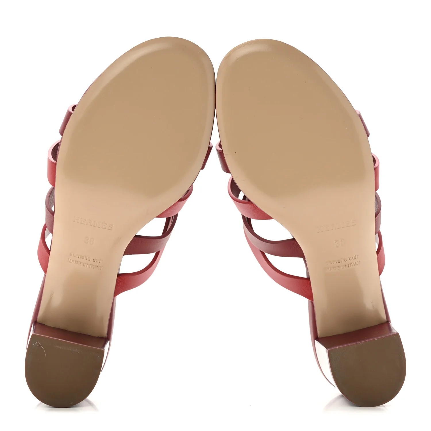 Calfskin Amica Sandals 38 Rouge Grenat Orange Solaire - Image 6