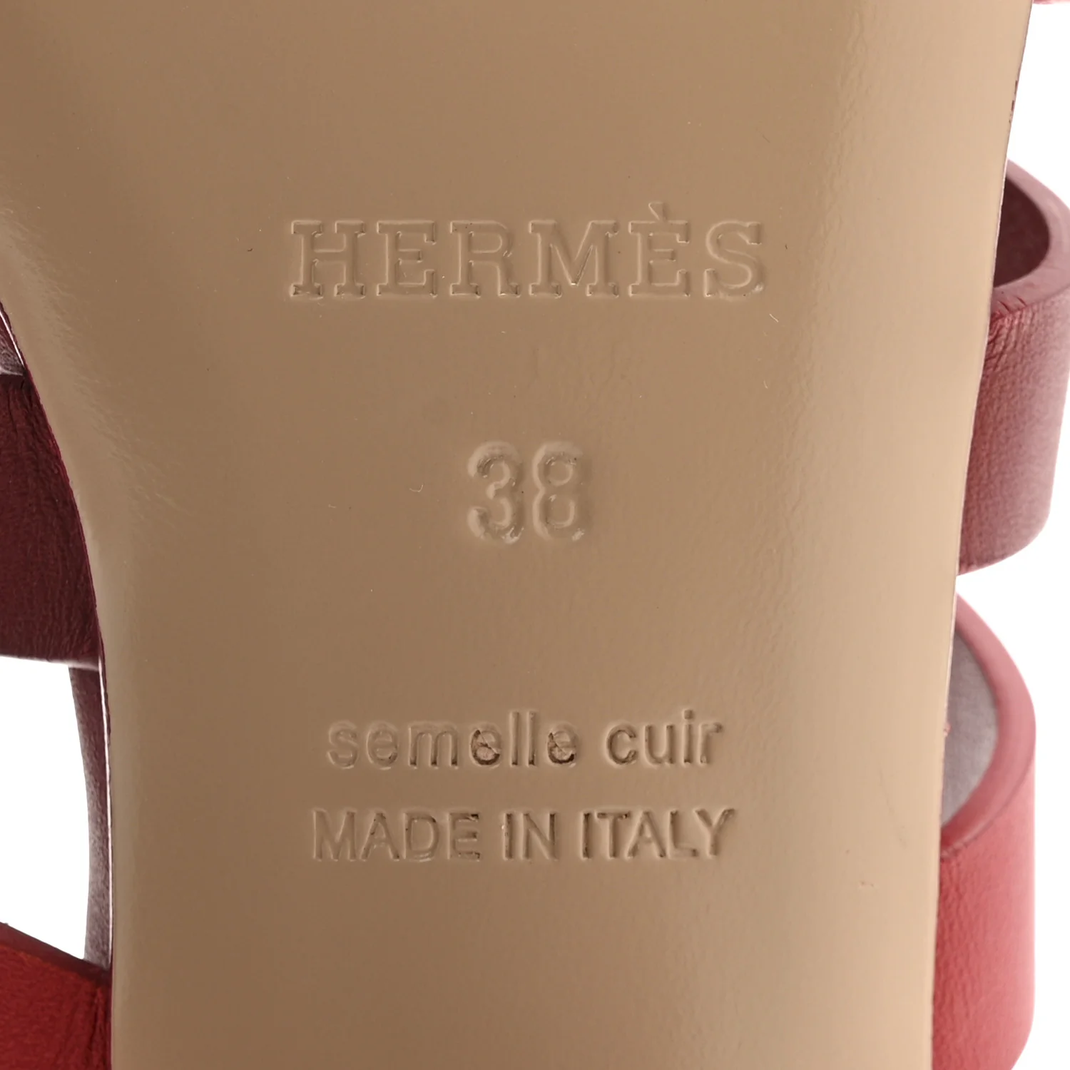 Calfskin Amica Sandals 38 Rouge Grenat Orange Solaire - Image 7