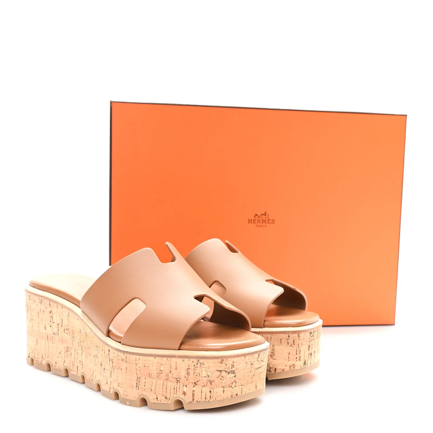 Calfskin Cork Eze 30 Sandals 38 Marron Glaise - Image 10