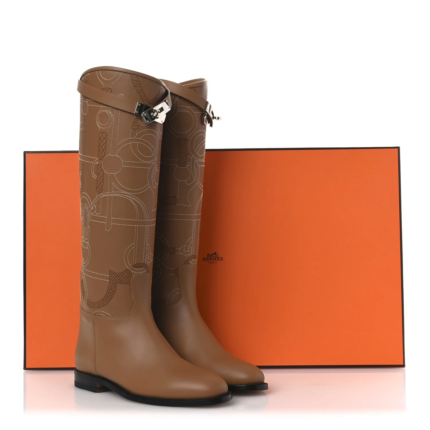Calfskin Embroidered Kelly Panoplie Equestre Jumping Boots 37 Naturel - Image 12