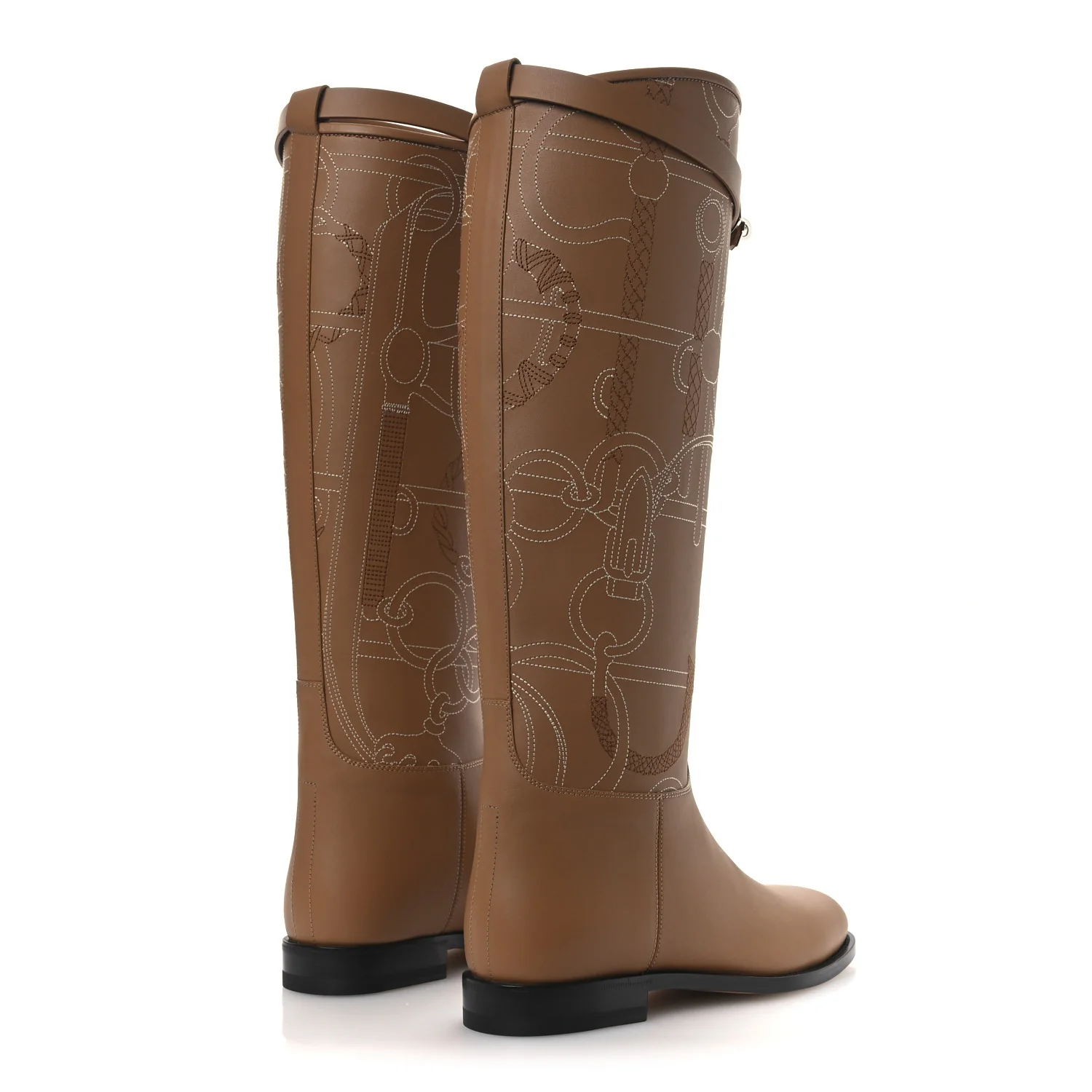 Calfskin Embroidered Kelly Panoplie Equestre Jumping Boots 37 Naturel - Image 5