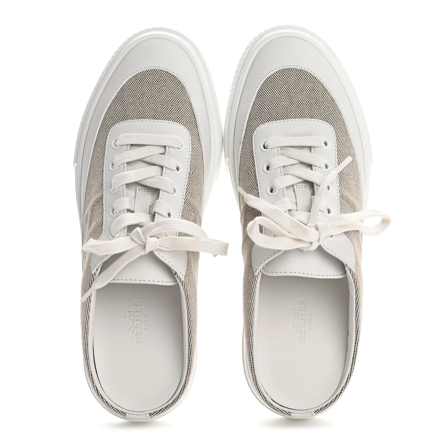 Calfskin H Canvas Keep Mule Sneakers 39 Prunoir White - Image 2
