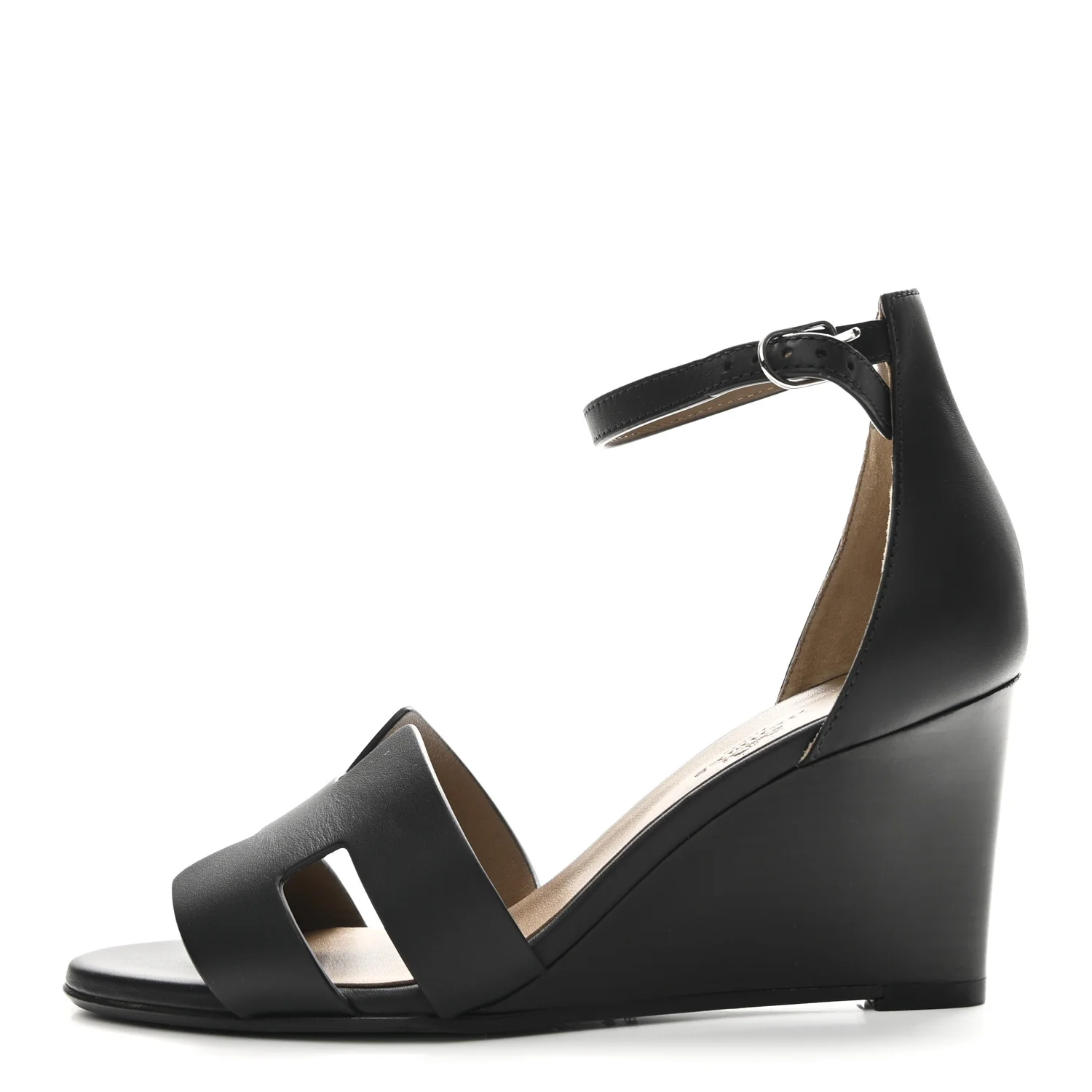 Calfskin Legend Wedge Sandals 36.5 Black