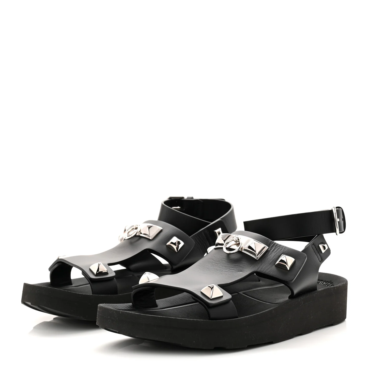 Calfskin Medor Studded Womens Intuition Sandals 37 Black - Image 4