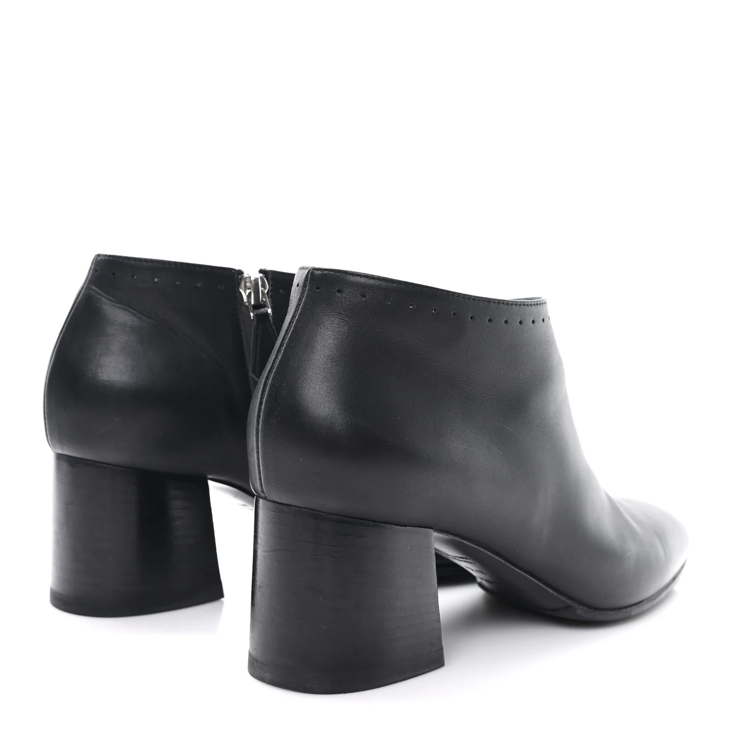 Calfskin Perforated Womens Booties 37.5 Black - Image 5