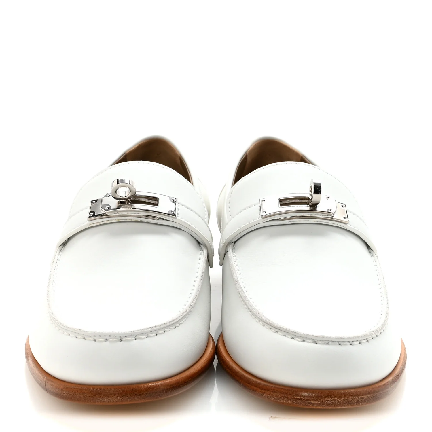 Calfskin Womens Destin Loafers 36.5 White - Image 3
