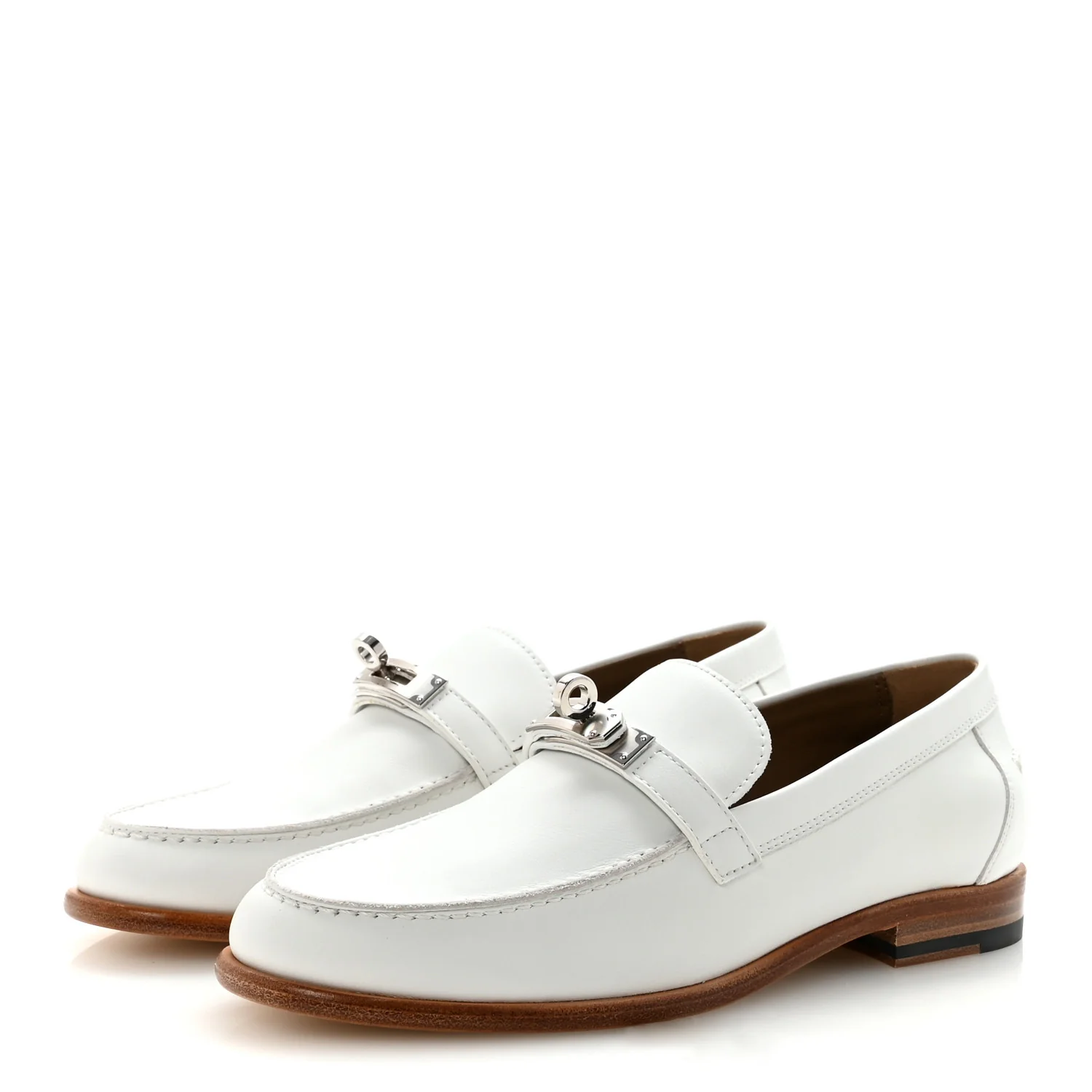 Calfskin Womens Destin Loafers 36.5 White - Image 4