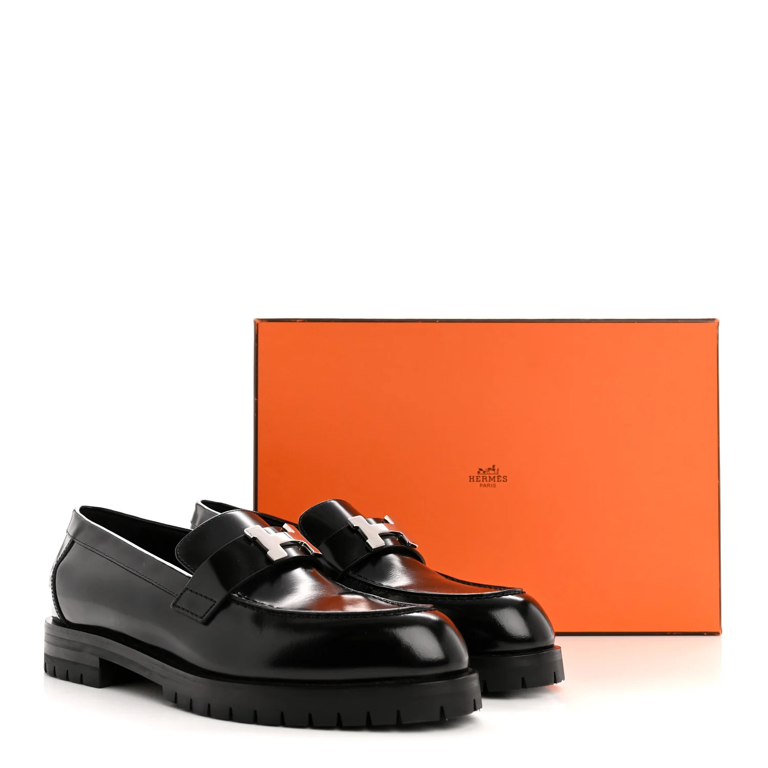 Calfskin Womens Faubourg Loafers 38 Black - Image 10