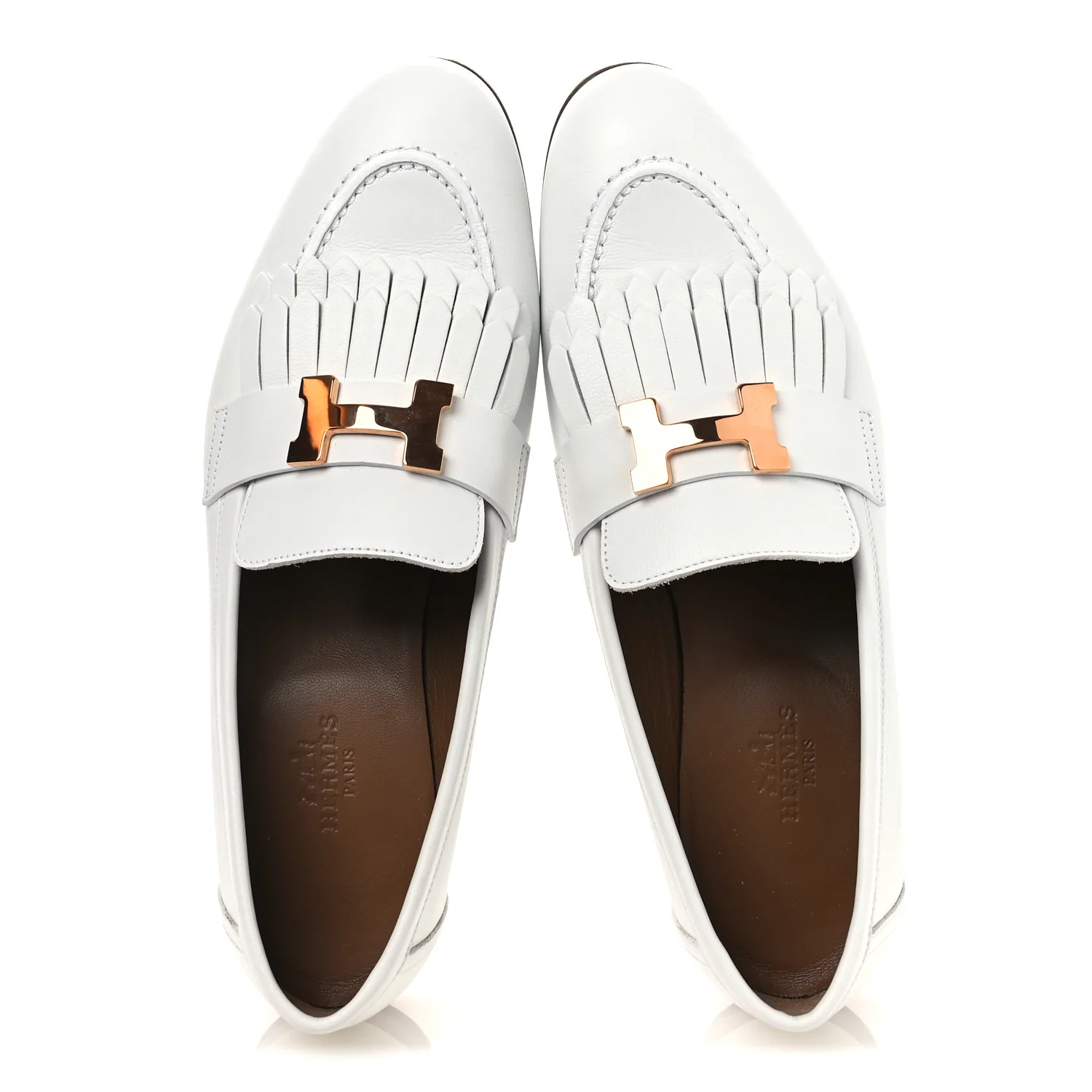Calfskin Womens Royal Loafers 36 White - Image 3