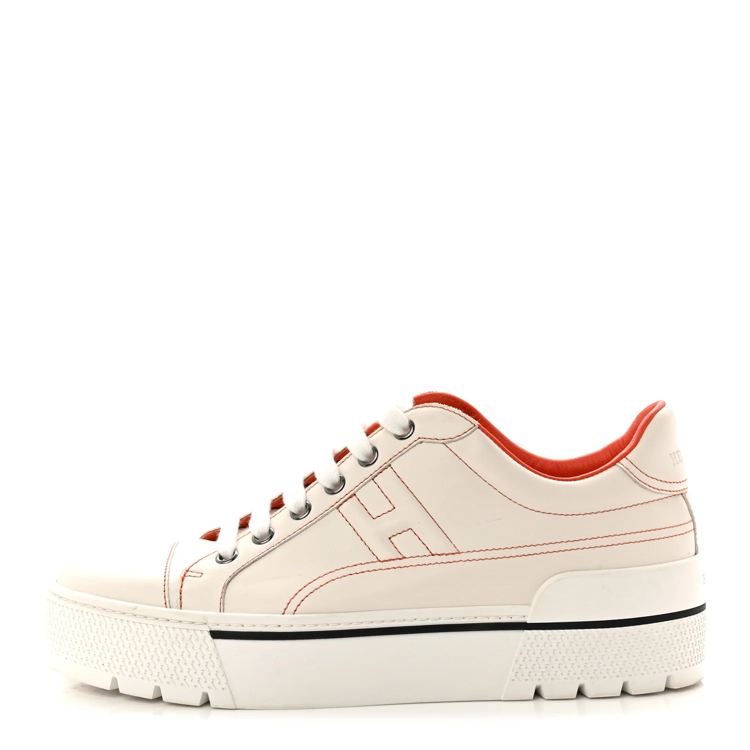 Calfskin Womens Voltage Sneakers 38 White Orange