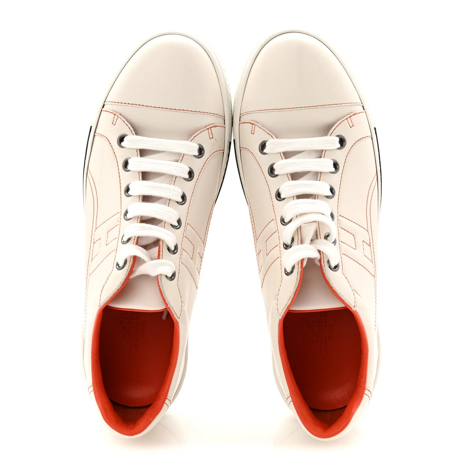 Calfskin Womens Voltage Sneakers 38 White Orange - Image 2