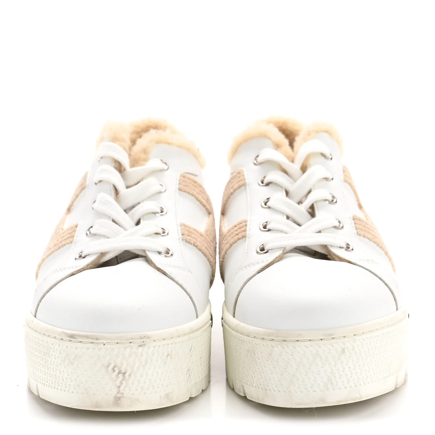 Calfskin Woolskin Dare Sneakers 36 White Ecru - Image 3