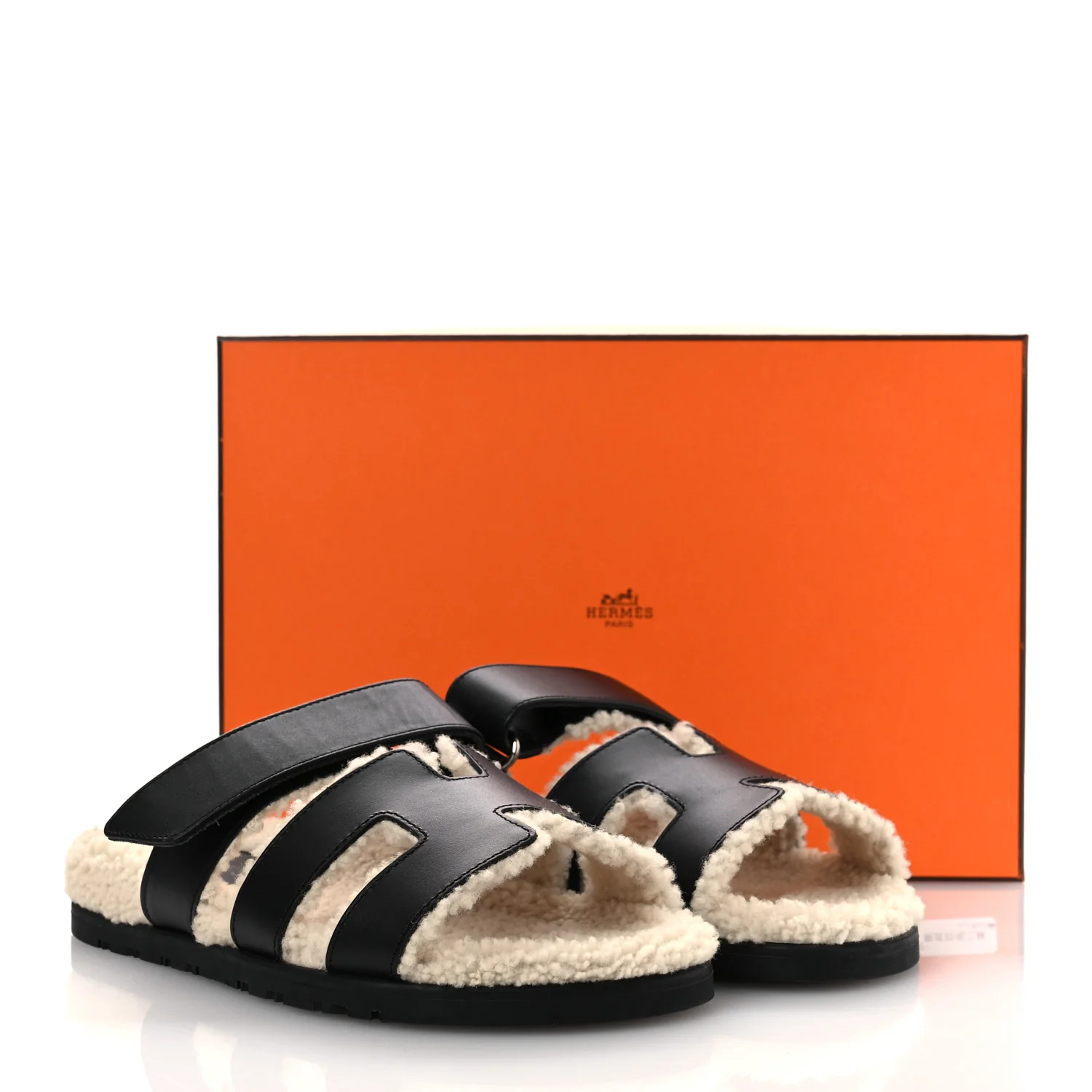 Calfskin Woolskin Womens Chypre Sandals 37.5 Black Ecru - Image 10