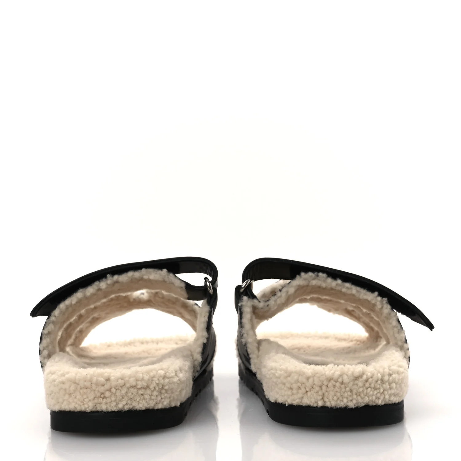 Calfskin Woolskin Womens Chypre Sandals 37.5 Black Ecru - Image 6