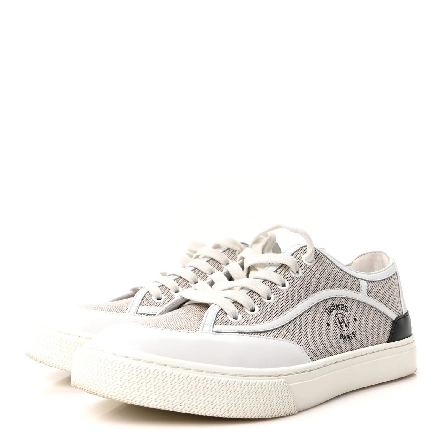 Canvas Calfskin Get Sneakers 39.5 Prunoir White - Image 4