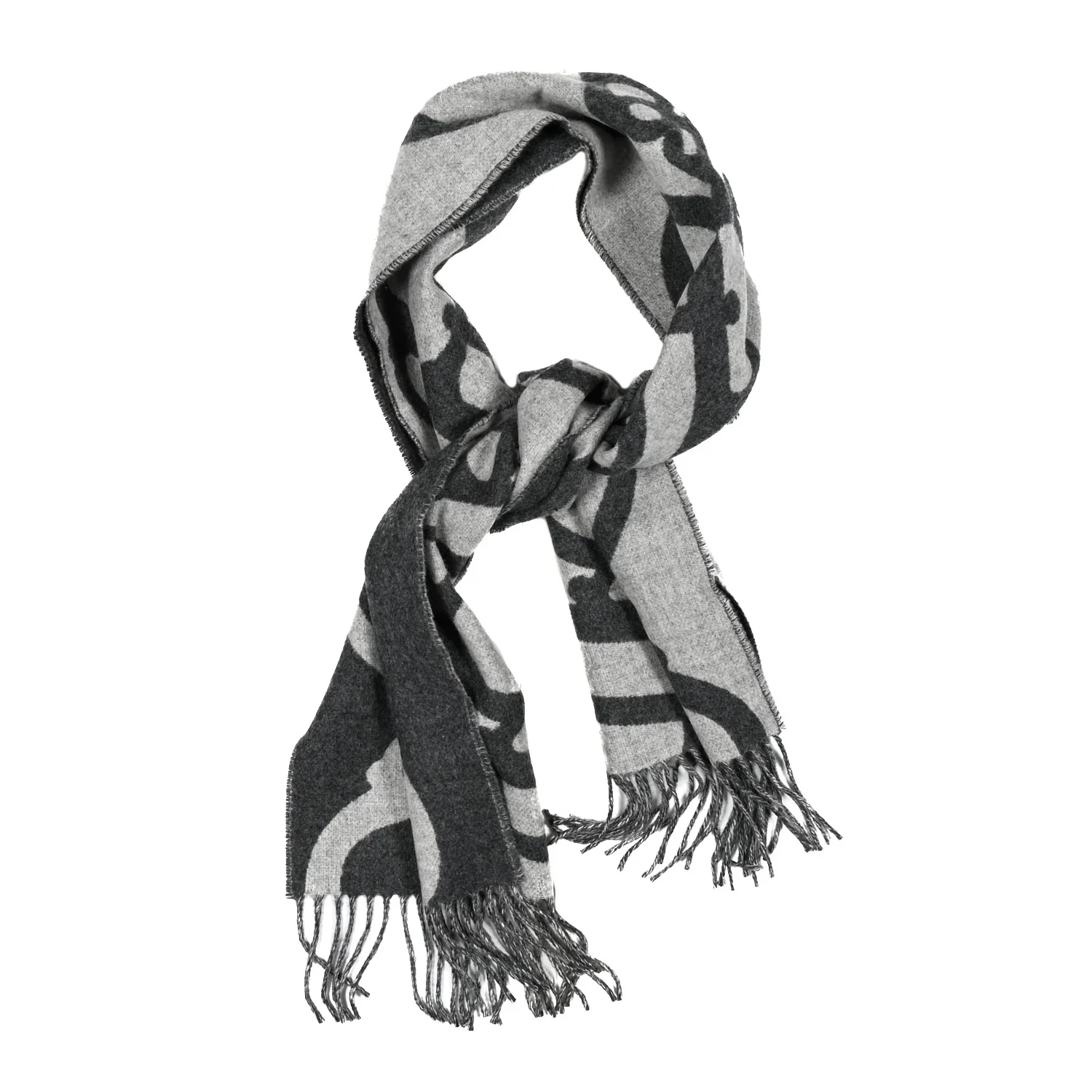 Cashmere Boucles et Camails Muffler Anthracite Gris Clair