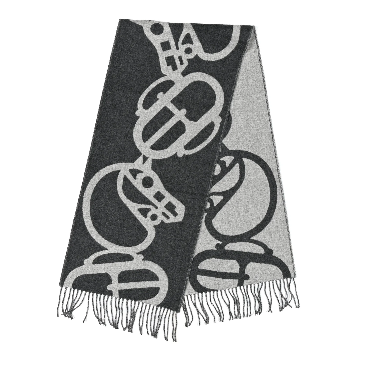 Cashmere Boucles et Camails Muffler Anthracite Gris Clair - Image 2