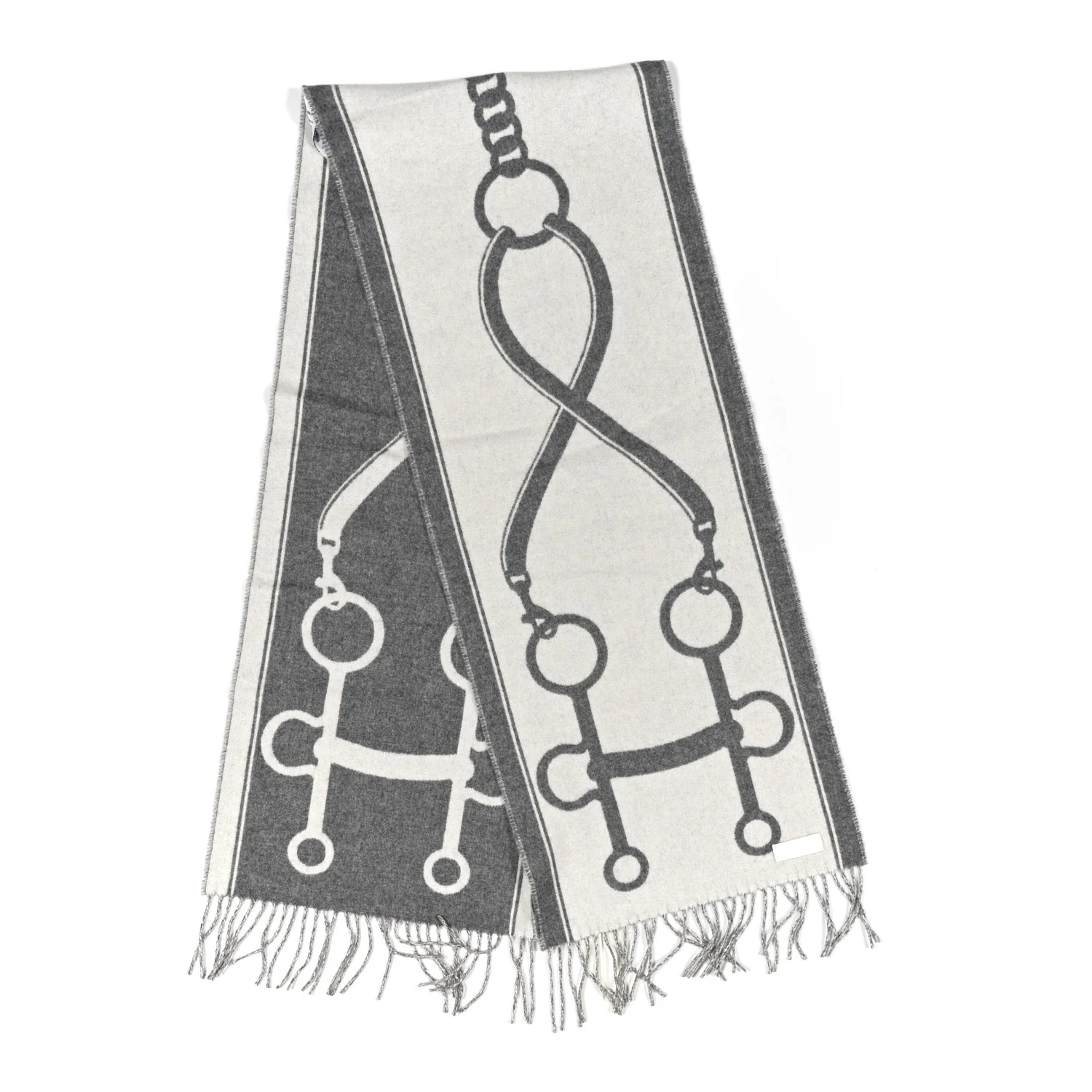 Cashmere Casaque Mors Muffler Ivoire Gris Flanelle - Image 2