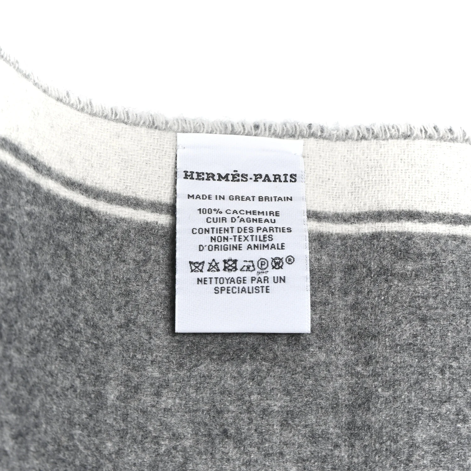 Cashmere Casaque Mors Muffler Ivoire Gris Flanelle - Image 3