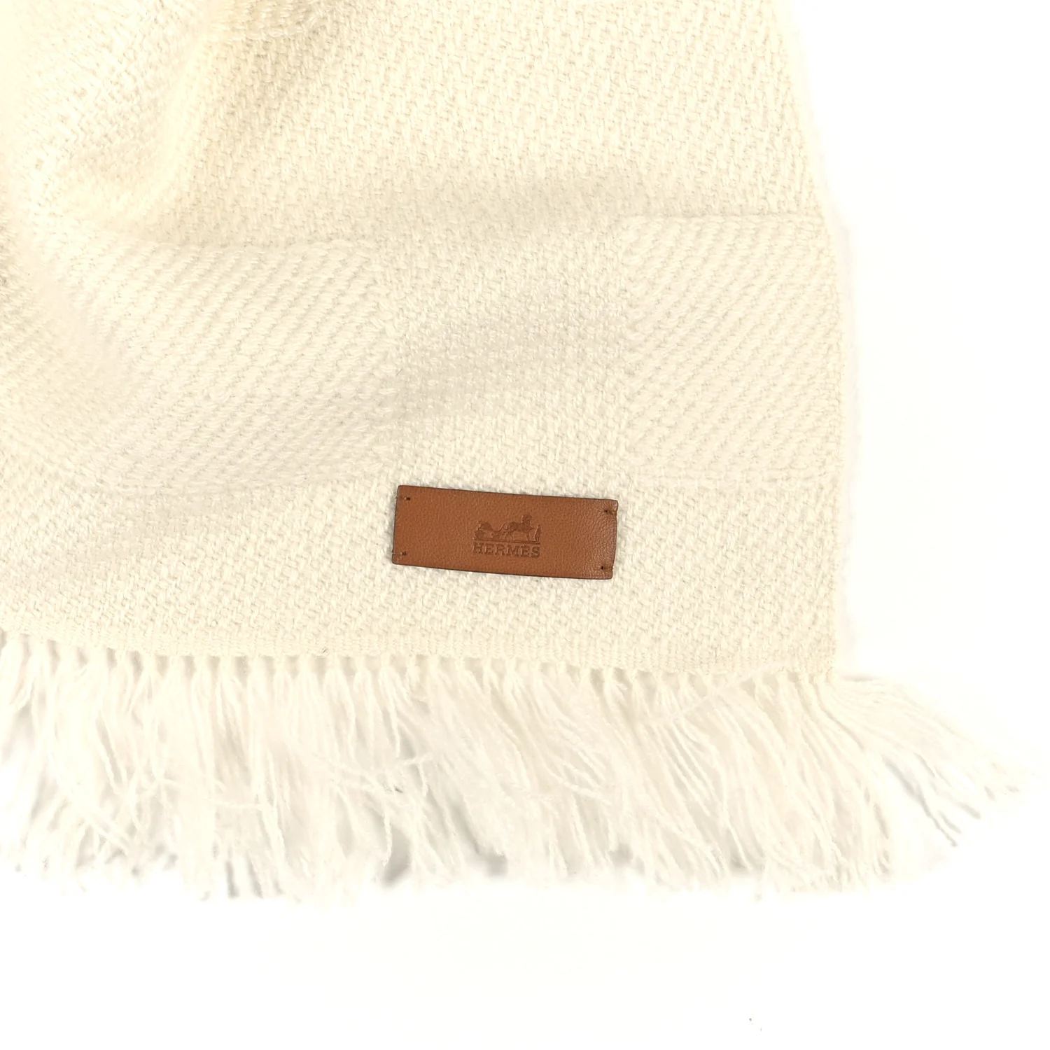 Cashmere Fringe Rayee H Stole Blanc Casse - Image 5
