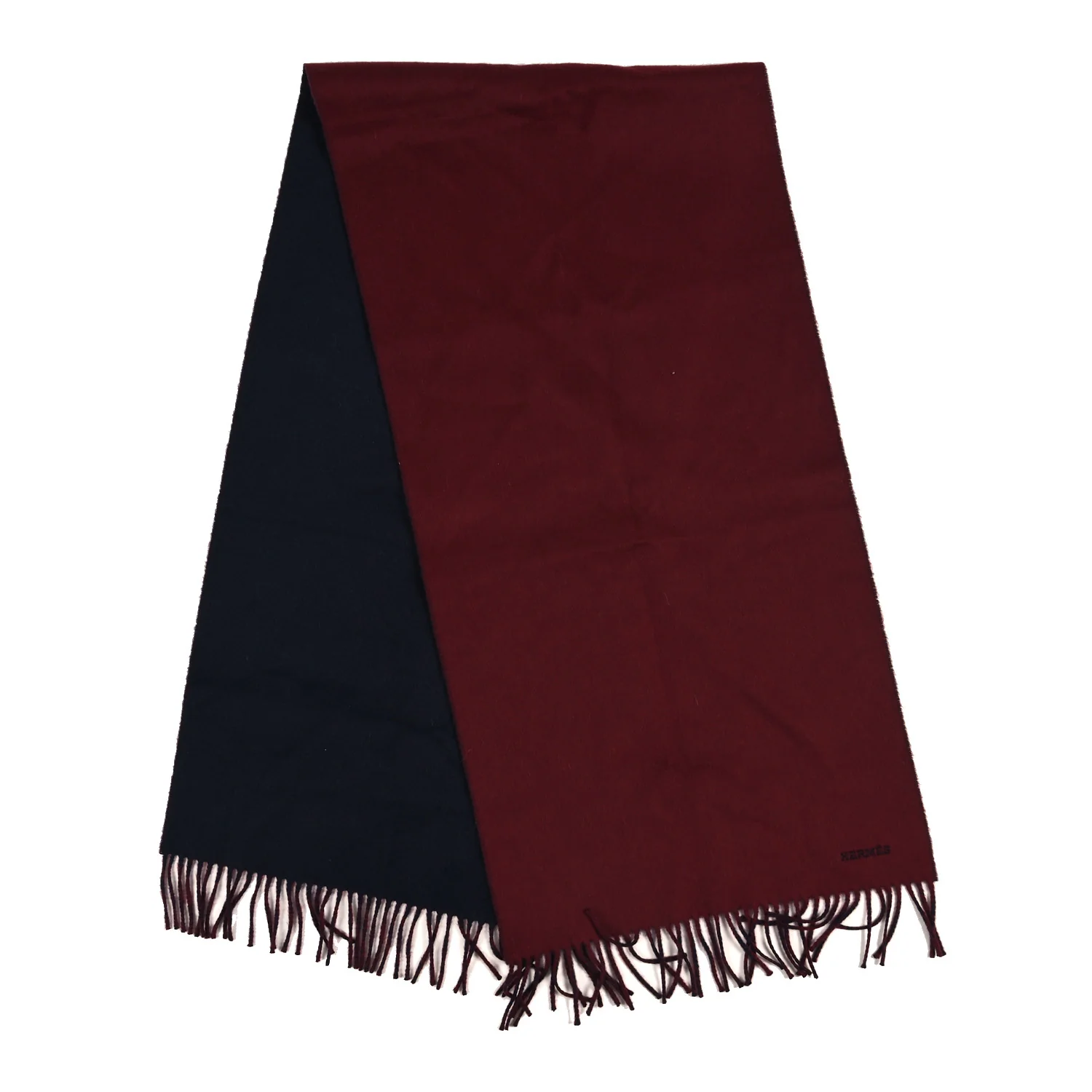 Cashmere Recto Verso Muffler Rouge H Marine - Image 2