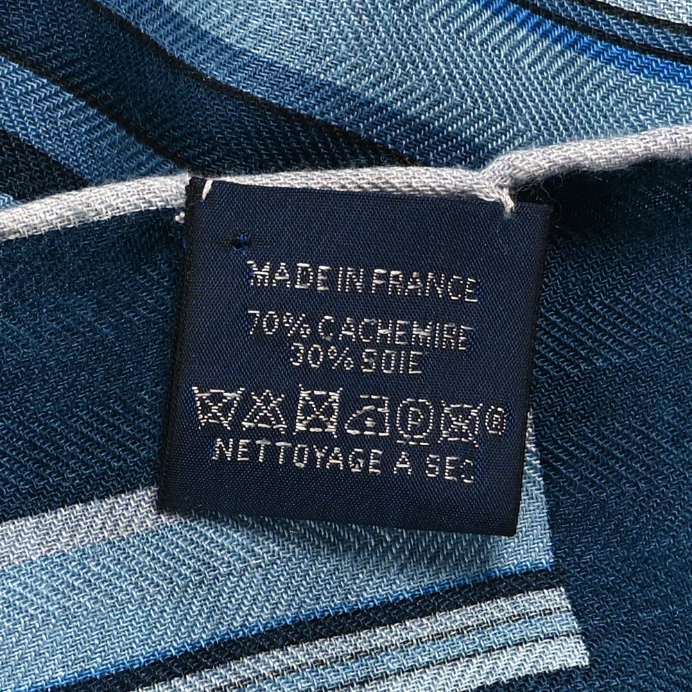 Cashmere Silk 600 Chevaux Rectangle Scarf Marine Gris Chine - Image 5