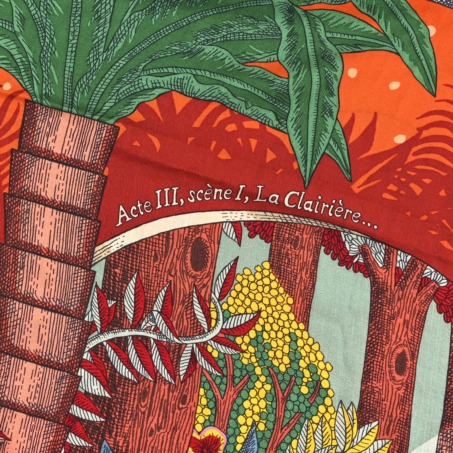 Cashmere Silk Acte III Scene I La Clairiere Shawl 140 Orange Vert Multicolore - Image 5
