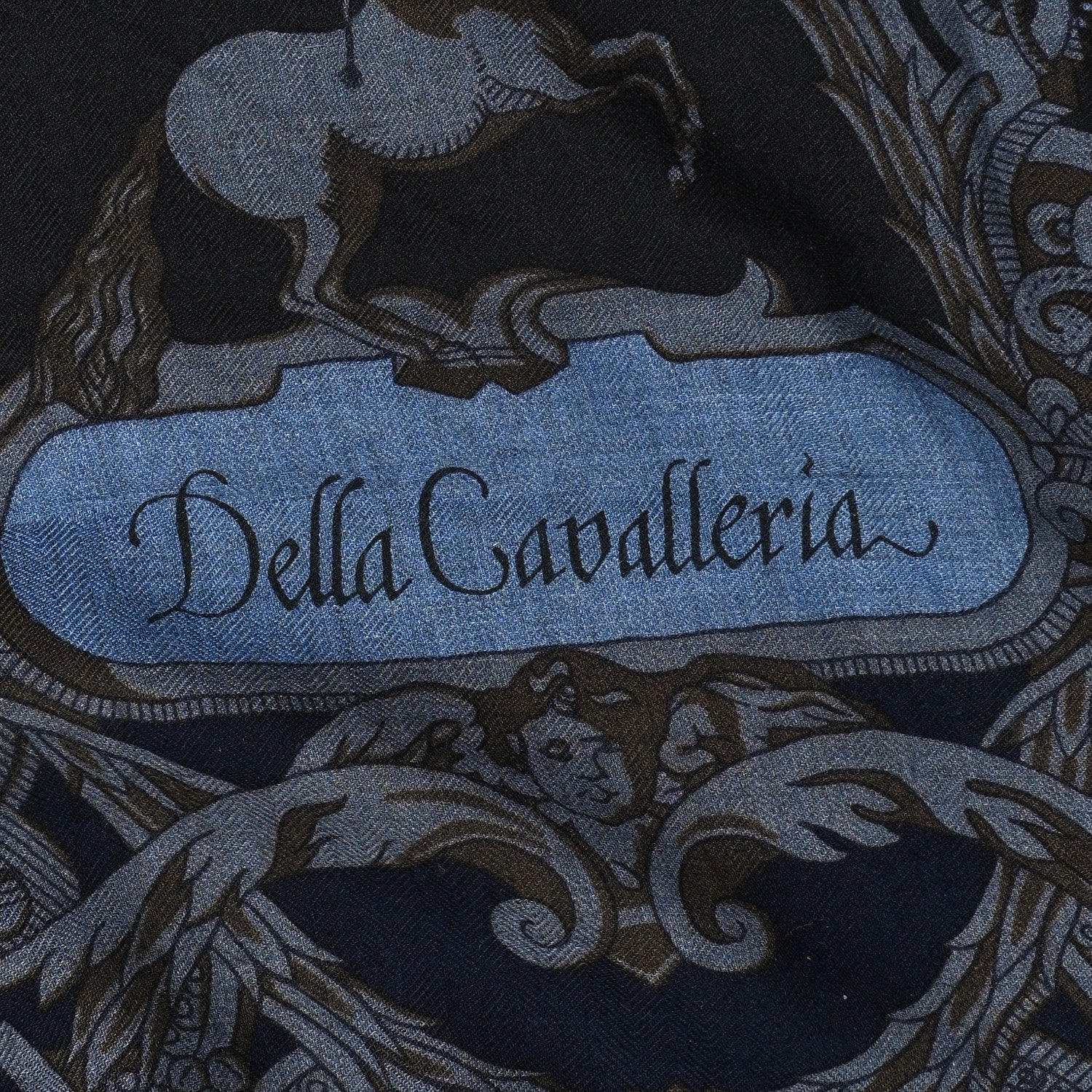 Cashmere Silk Cavalleria D'Etriers Shawl 140 Bleu Violet Parme - Image 4