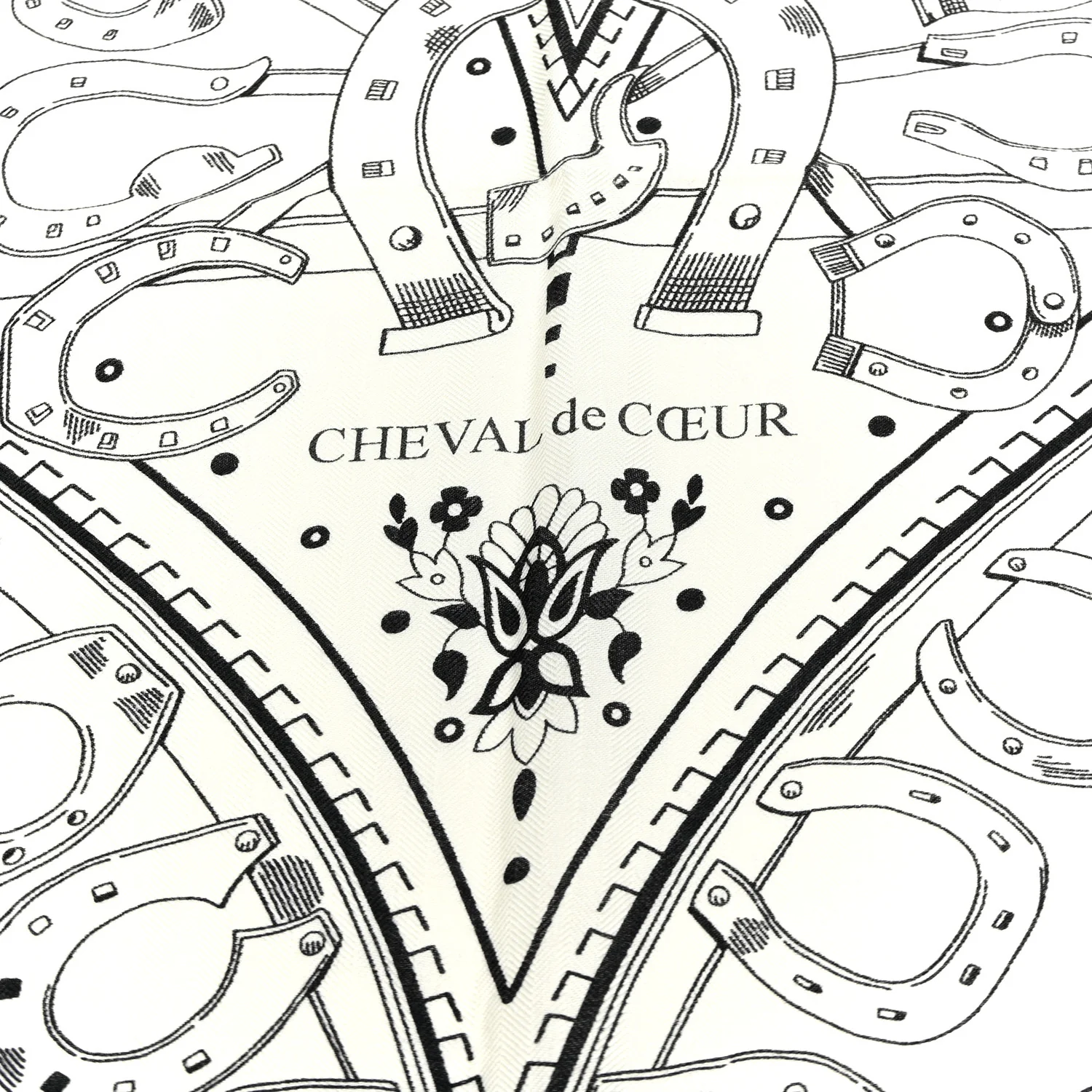 Cashmere Silk Cheval De Coeur Bandana Shawl 140 White Black - Image 7
