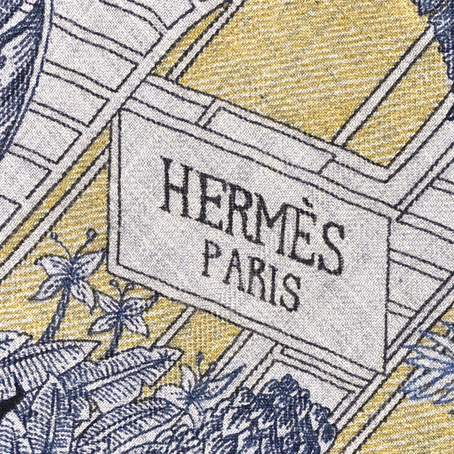 Cashmere Silk Faubourg Tropical Shawl 140 Gris Chine Encre - Image 2