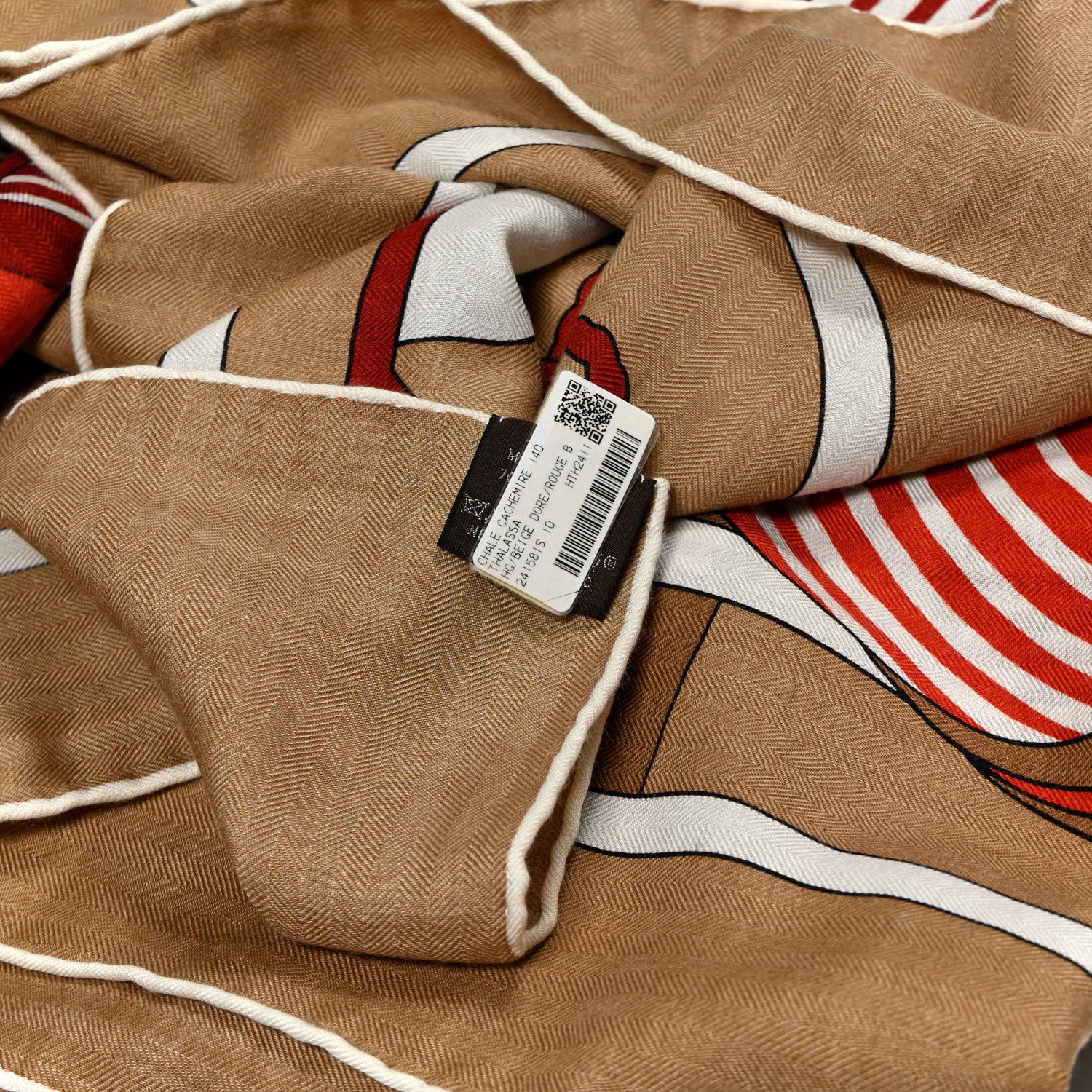 Cashmere Silk Thalassa Shawl 140 Beige Dore Rouge Brique - Image 2