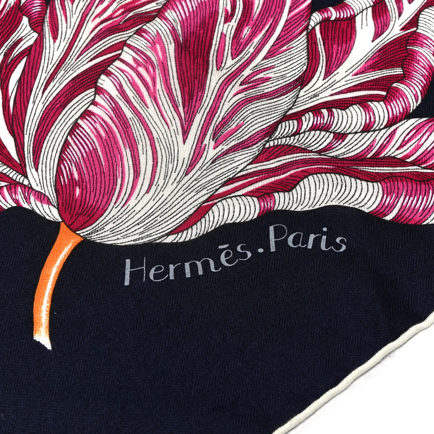 Cashmere Silk Tulipomanie Giant Pointe Triangle Scarf Marine Corail Multicolor - Image 2