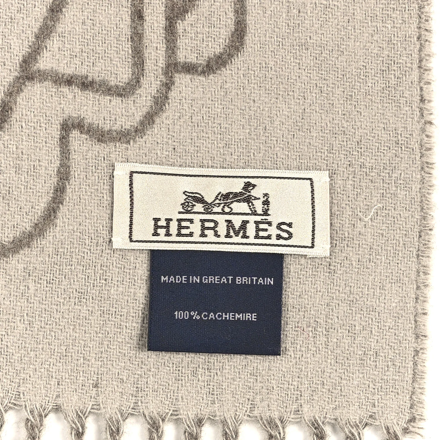 Cashmere Tete-a-Tete Equestre Scarf Taupe Grege - Image 7