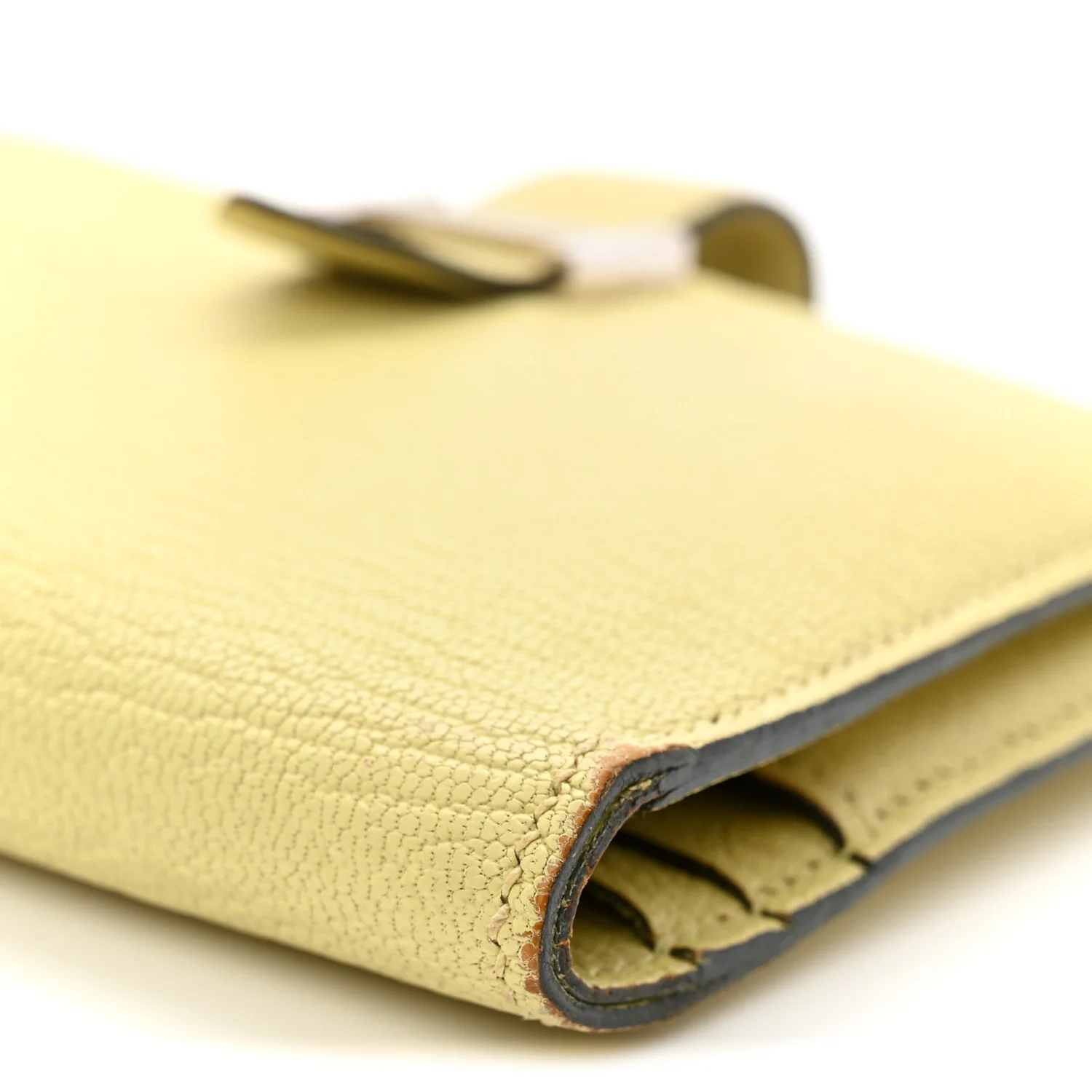 Chevre Mysore Bearn Card Holder Wallet Jaune Bourgeon - Image 8