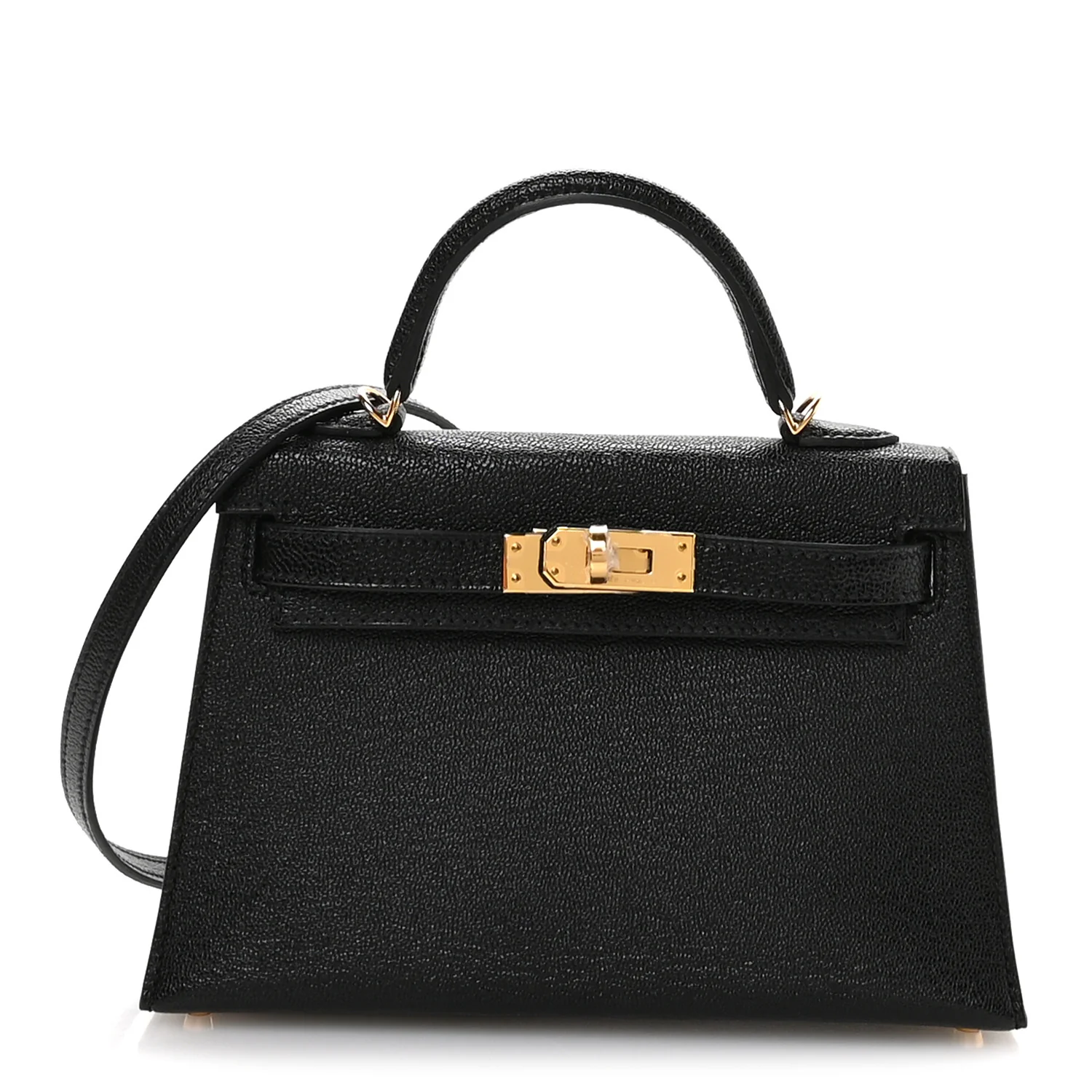 Chevre Mysore Horseshoe Mini Kelly Sellier 20 Black Rose Poupre
